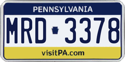 PA license plate MRD3378
