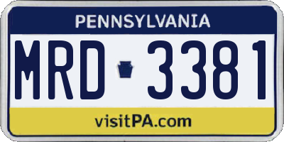 PA license plate MRD3381