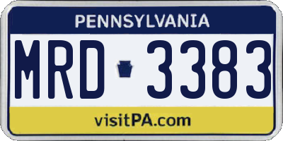 PA license plate MRD3383