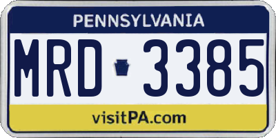 PA license plate MRD3385