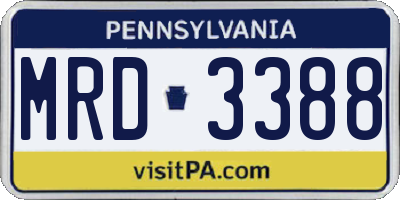 PA license plate MRD3388
