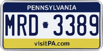 PA license plate MRD3389