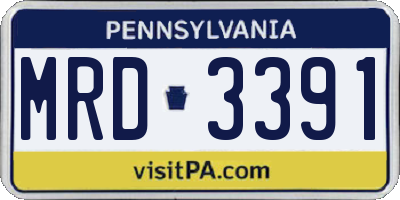 PA license plate MRD3391