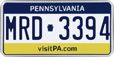PA license plate MRD3394
