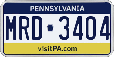 PA license plate MRD3404