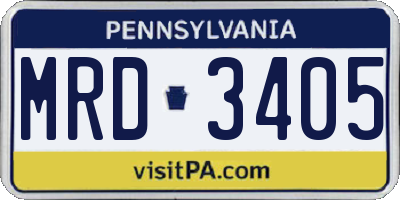 PA license plate MRD3405