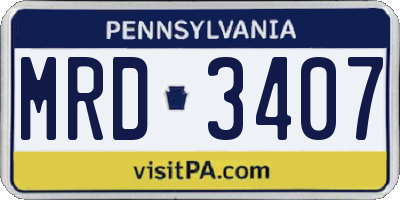 PA license plate MRD3407