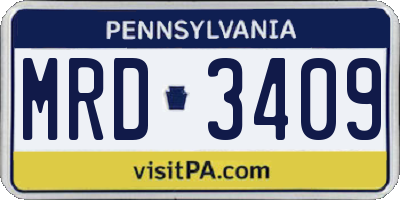 PA license plate MRD3409