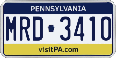 PA license plate MRD3410