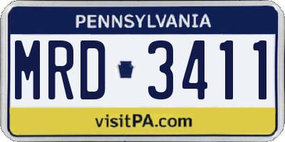 PA license plate MRD3411
