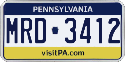 PA license plate MRD3412
