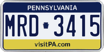 PA license plate MRD3415