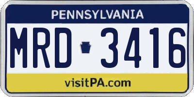 PA license plate MRD3416