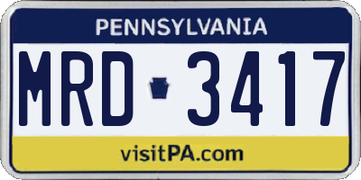 PA license plate MRD3417