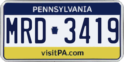 PA license plate MRD3419