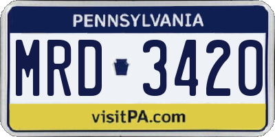 PA license plate MRD3420