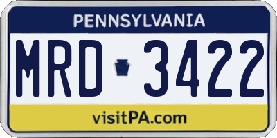 PA license plate MRD3422