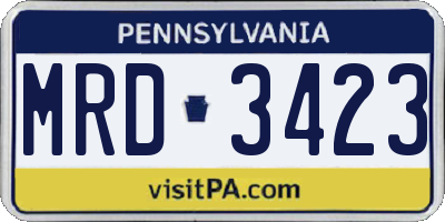 PA license plate MRD3423