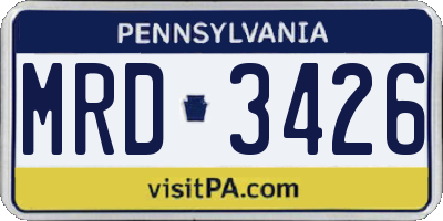 PA license plate MRD3426