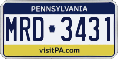 PA license plate MRD3431