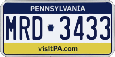 PA license plate MRD3433