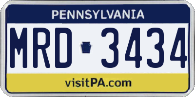 PA license plate MRD3434