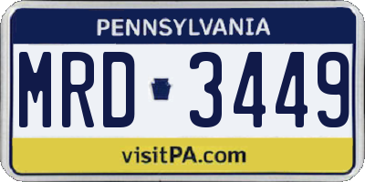 PA license plate MRD3449
