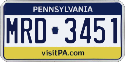 PA license plate MRD3451