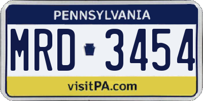 PA license plate MRD3454