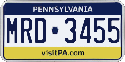 PA license plate MRD3455