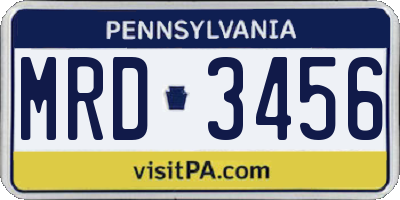 PA license plate MRD3456