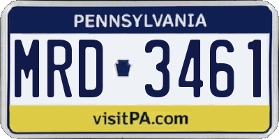 PA license plate MRD3461
