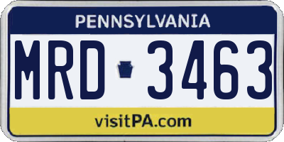 PA license plate MRD3463