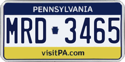 PA license plate MRD3465