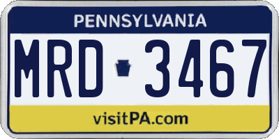 PA license plate MRD3467