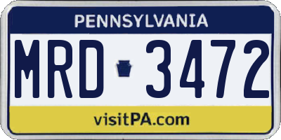 PA license plate MRD3472
