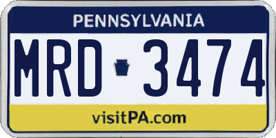 PA license plate MRD3474
