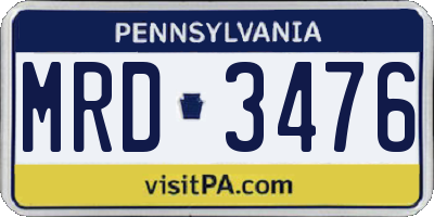 PA license plate MRD3476