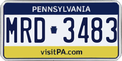 PA license plate MRD3483