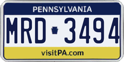 PA license plate MRD3494
