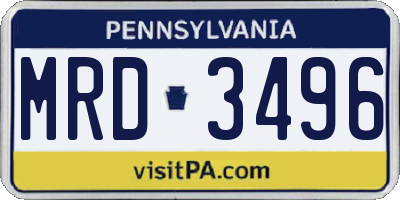PA license plate MRD3496