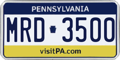 PA license plate MRD3500