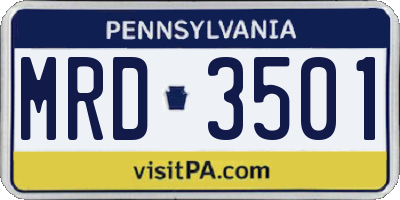 PA license plate MRD3501