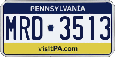 PA license plate MRD3513