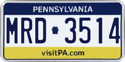 PA license plate MRD3514