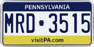 PA license plate MRD3515