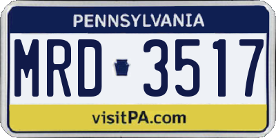PA license plate MRD3517