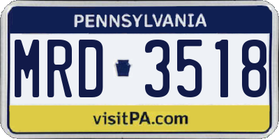 PA license plate MRD3518