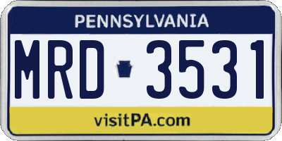 PA license plate MRD3531