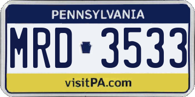 PA license plate MRD3533